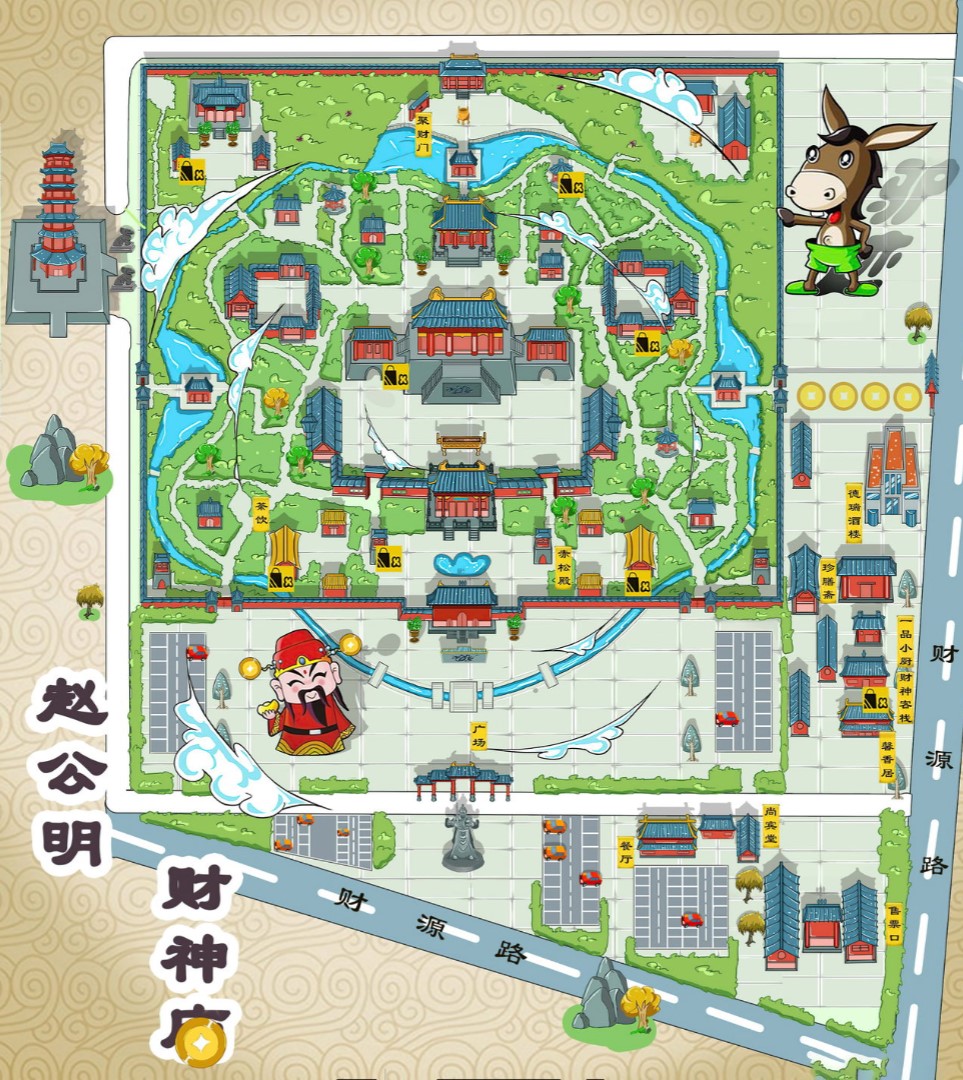 江都寺庙类手绘地图